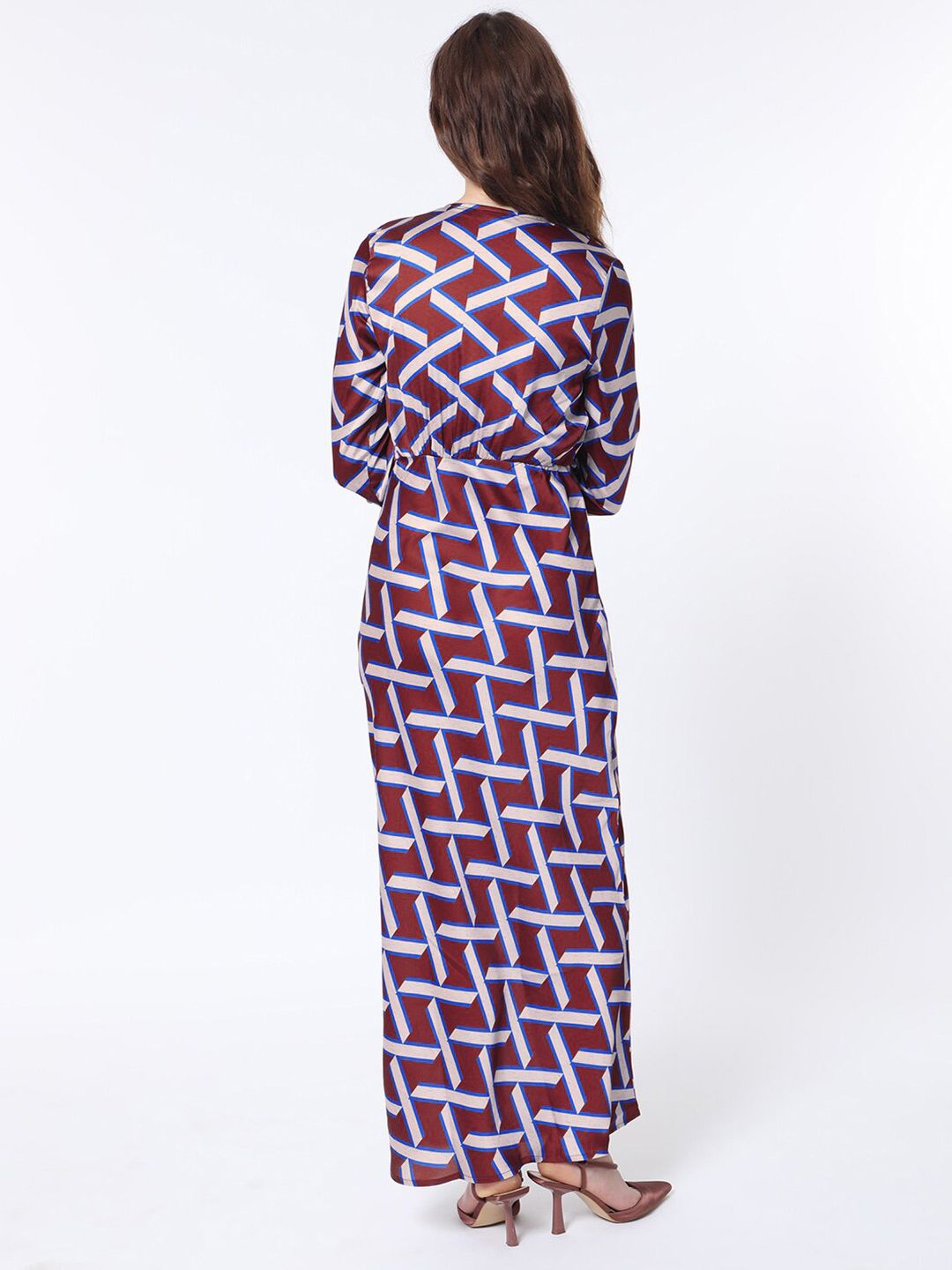 RAREISM Geo Print Overlap Front Maxi Dress