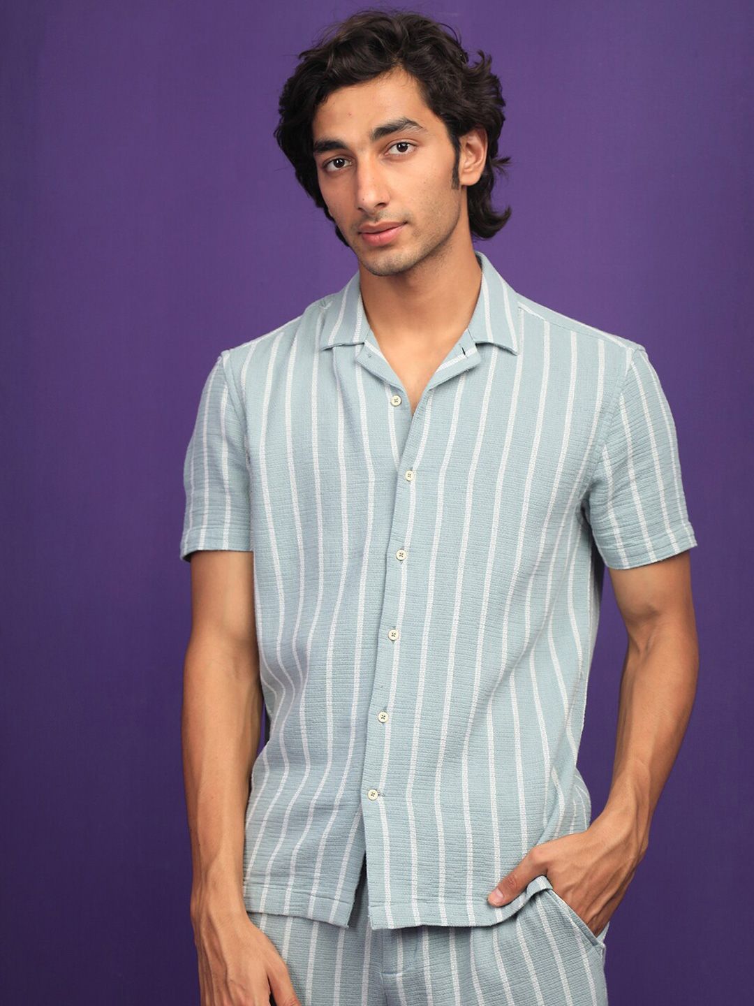 RARE RABBIT Men Nanos Striped Slim Fit Opaque Shirt