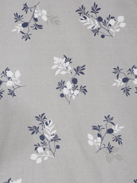 KLOTTHE Grey Floral Cotton 300 TC Single Cadar Halus dengan Sarung Bantal-87 x 59 inci