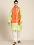 SOJANYA Kurta Belang Hijau Lelaki dengan Piyama & Jaket Nehru