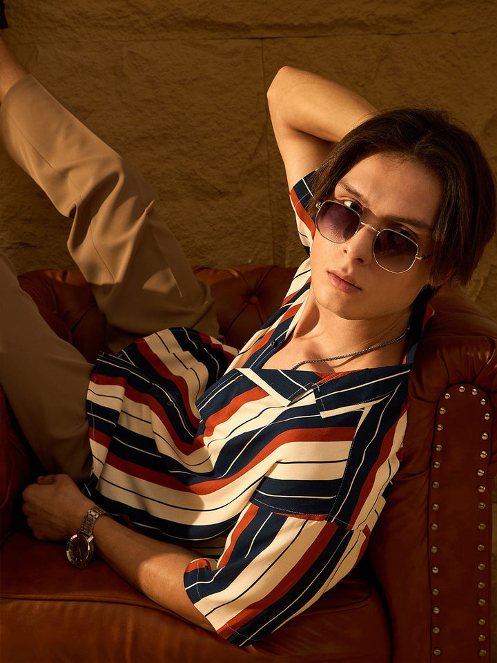 DENNISON Vertical Striped Drop Shoulder Oversized Shirt