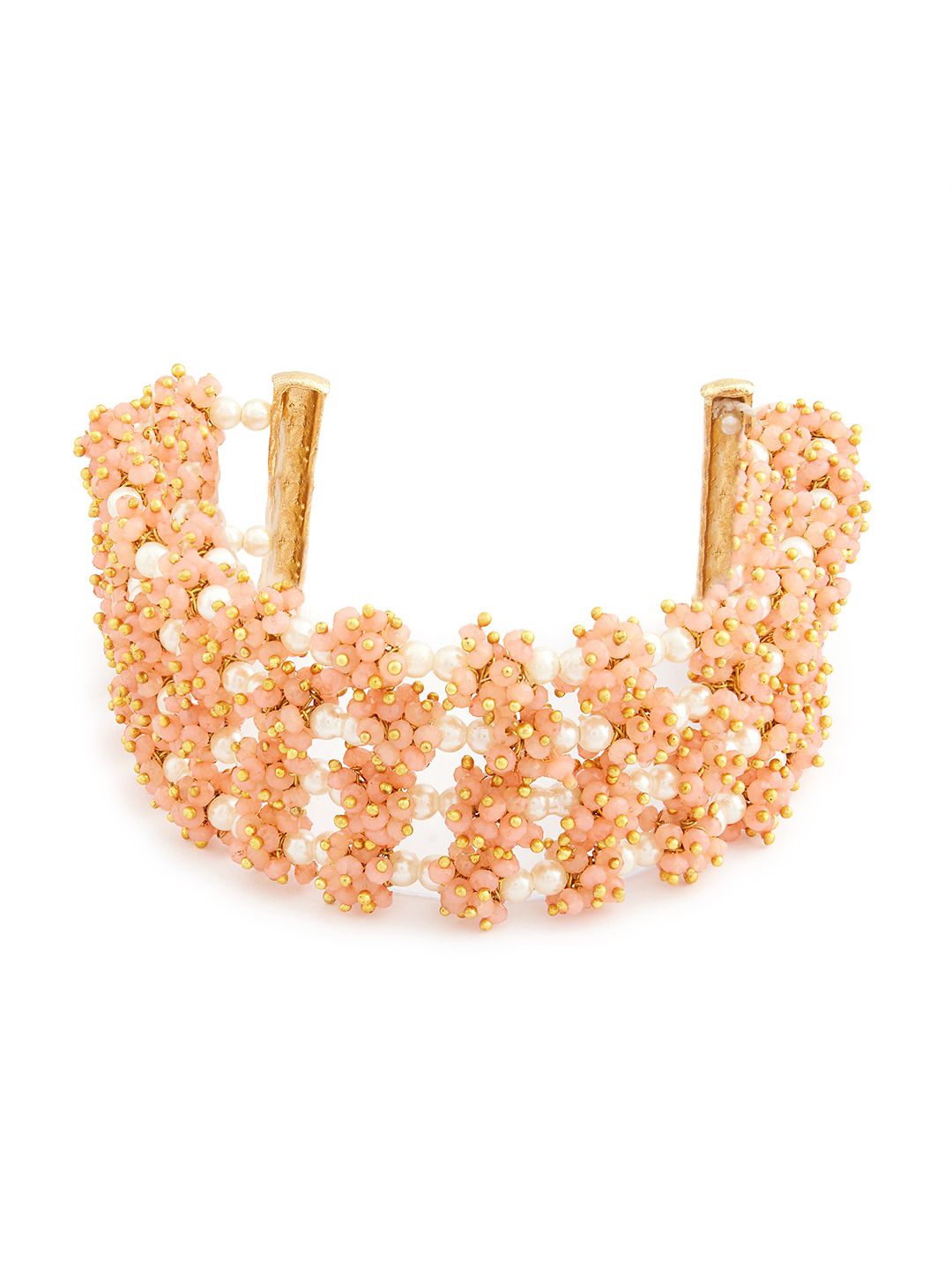 Gelang Salut Emas Zaveri Pearls Wanita Warna Peach