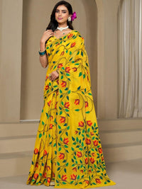 KALINI Yellow Pure Cotton Woven Design Sarees