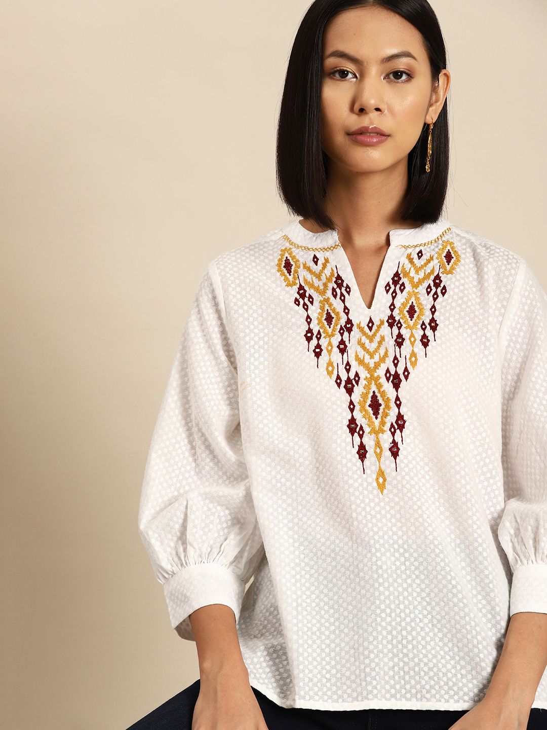 all about you Embroidered Pure Cotton Top