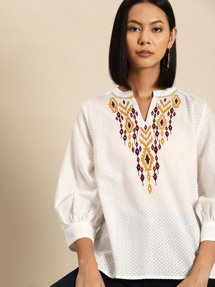 all about you Embroidered Pure Cotton Top