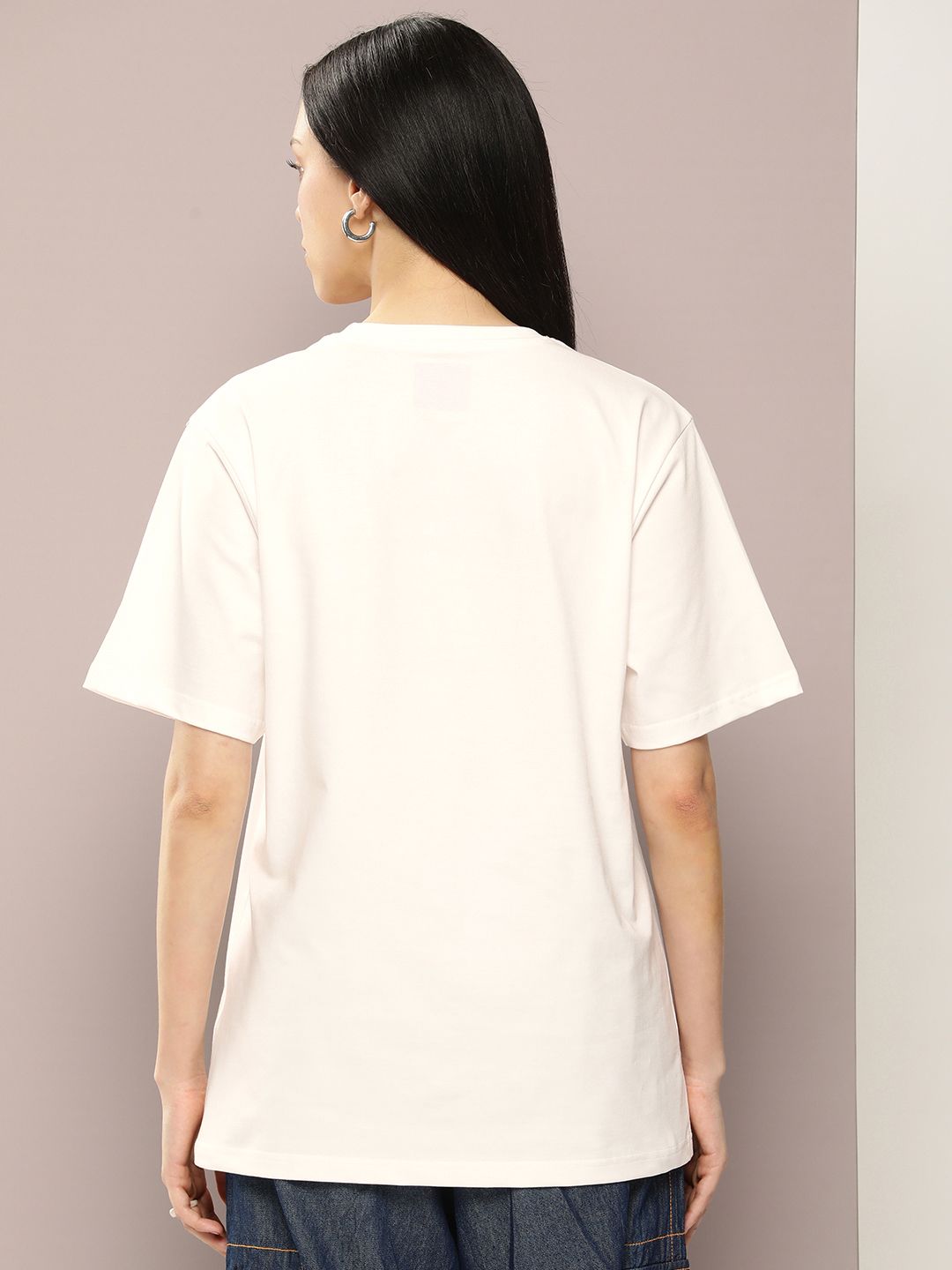 DILLINGER Women Graphic Printed Embossed Oversized T-shirt