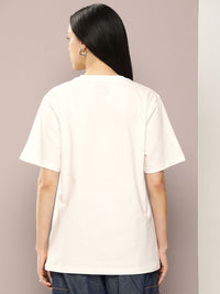 DILLINGER Women Graphic Printed Embossed Oversized T-shirt