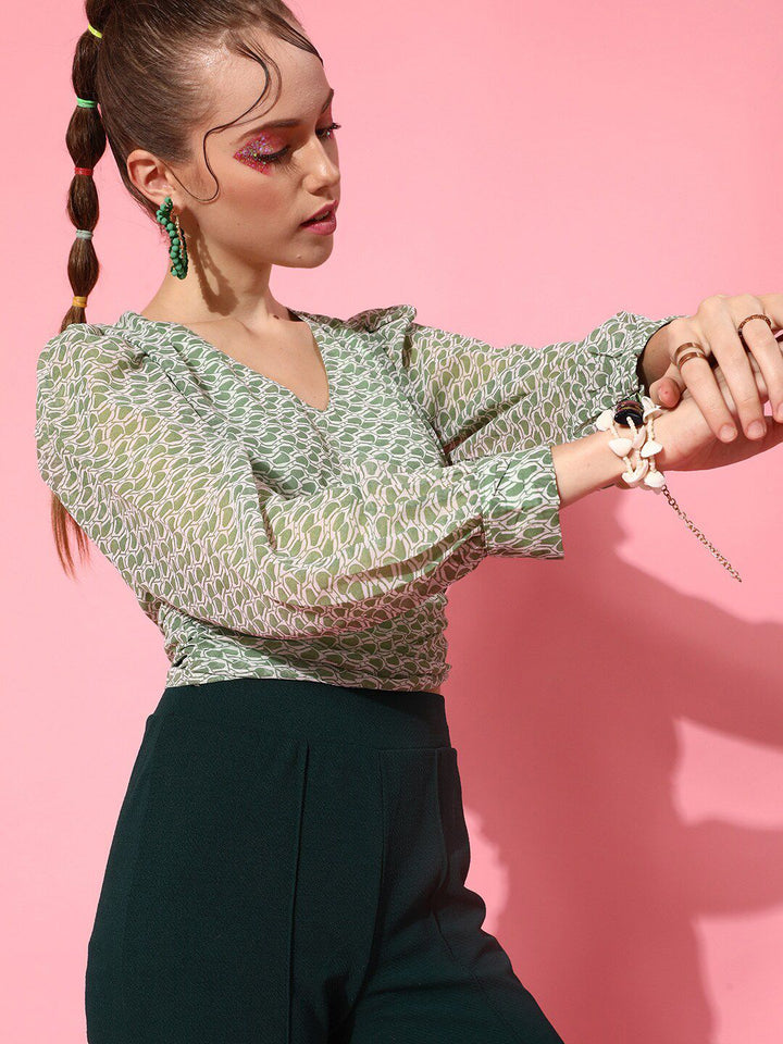 STREET 9 Gorgeous Green Self-Design Top