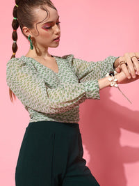 STREET 9 Gorgeous Green Self-Design Top