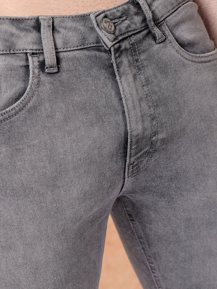 The Indian Garage Co Men Straight Fit Slash Knee Light Fade Stretchable Jeans