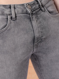 The Indian Garage Co Men Straight Fit Slash Knee Light Fade Stretchable Jeans