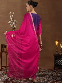 Libas Floral Woven Design Round Neck Kurta with Trousers & Dupatta