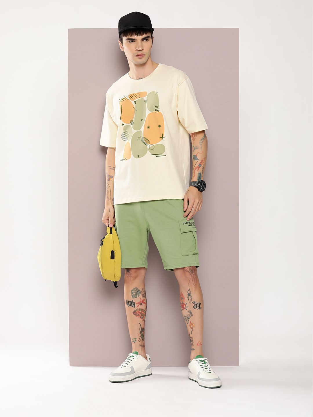 DILLINGER Men Graphic Oversized Printed Drop-Shoulder Sleeves Pure Cotton T-shirt