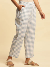 W Women Checked Straight Fit Ethnic Trousers