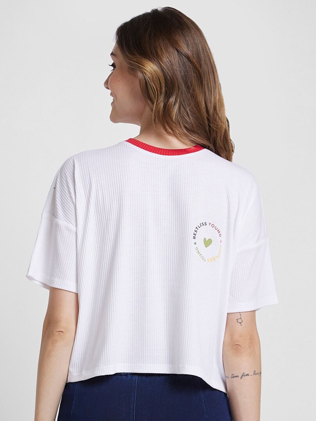 SPYKAR Typography Printed Cotton Boxy Fit T-shirt