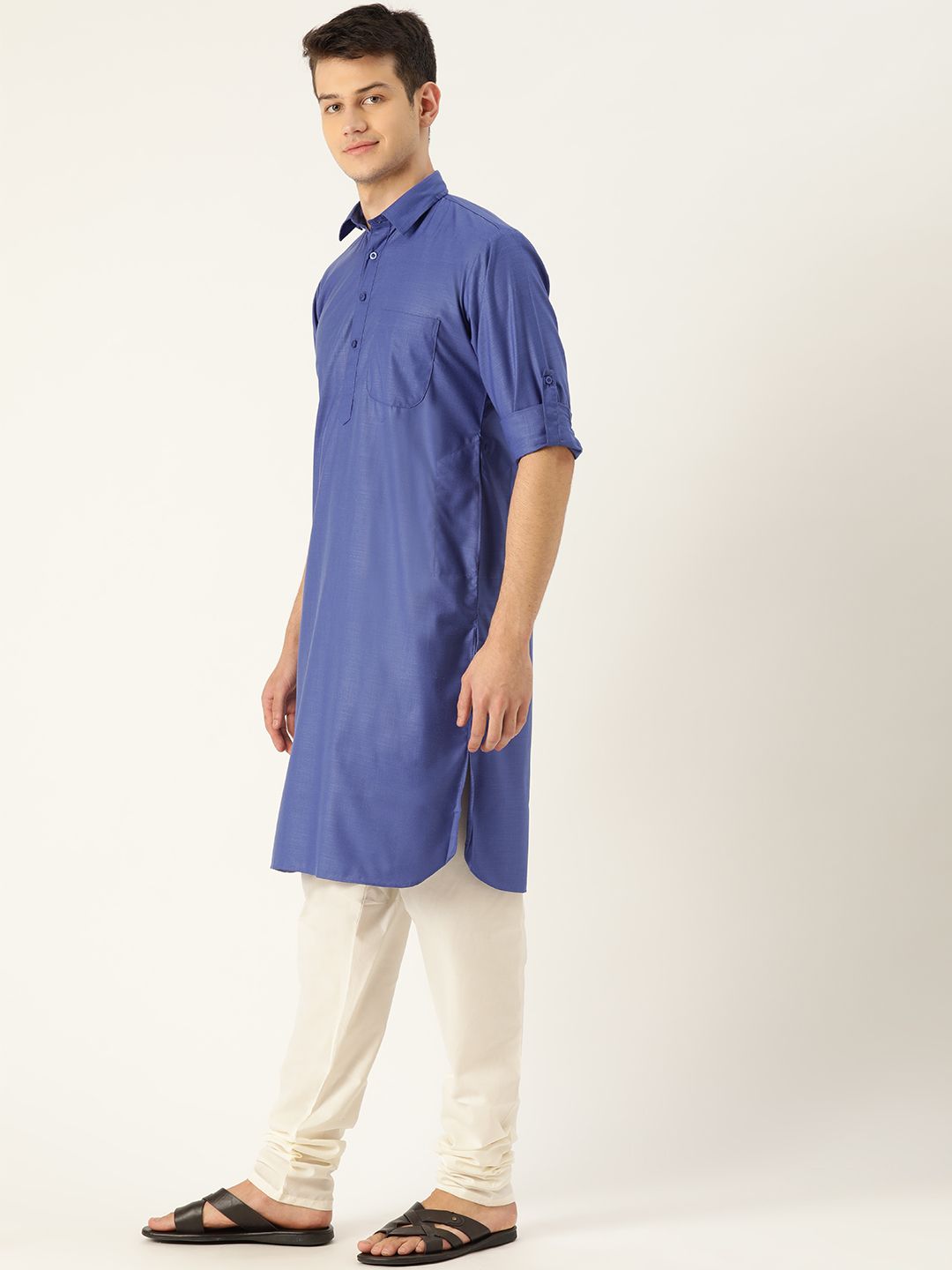 SOJANYA Men Blue Solid Pathani Kurta