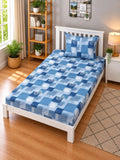 Moda Rapido X KLOTTHE Blue & White Printed Pure Cotton Single Bedsheet With Pillow Covers