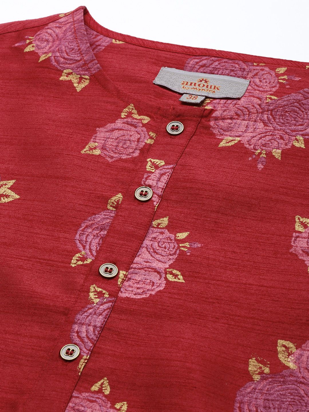 Anouk Men Floral Printed Round Neck Straight Kurta