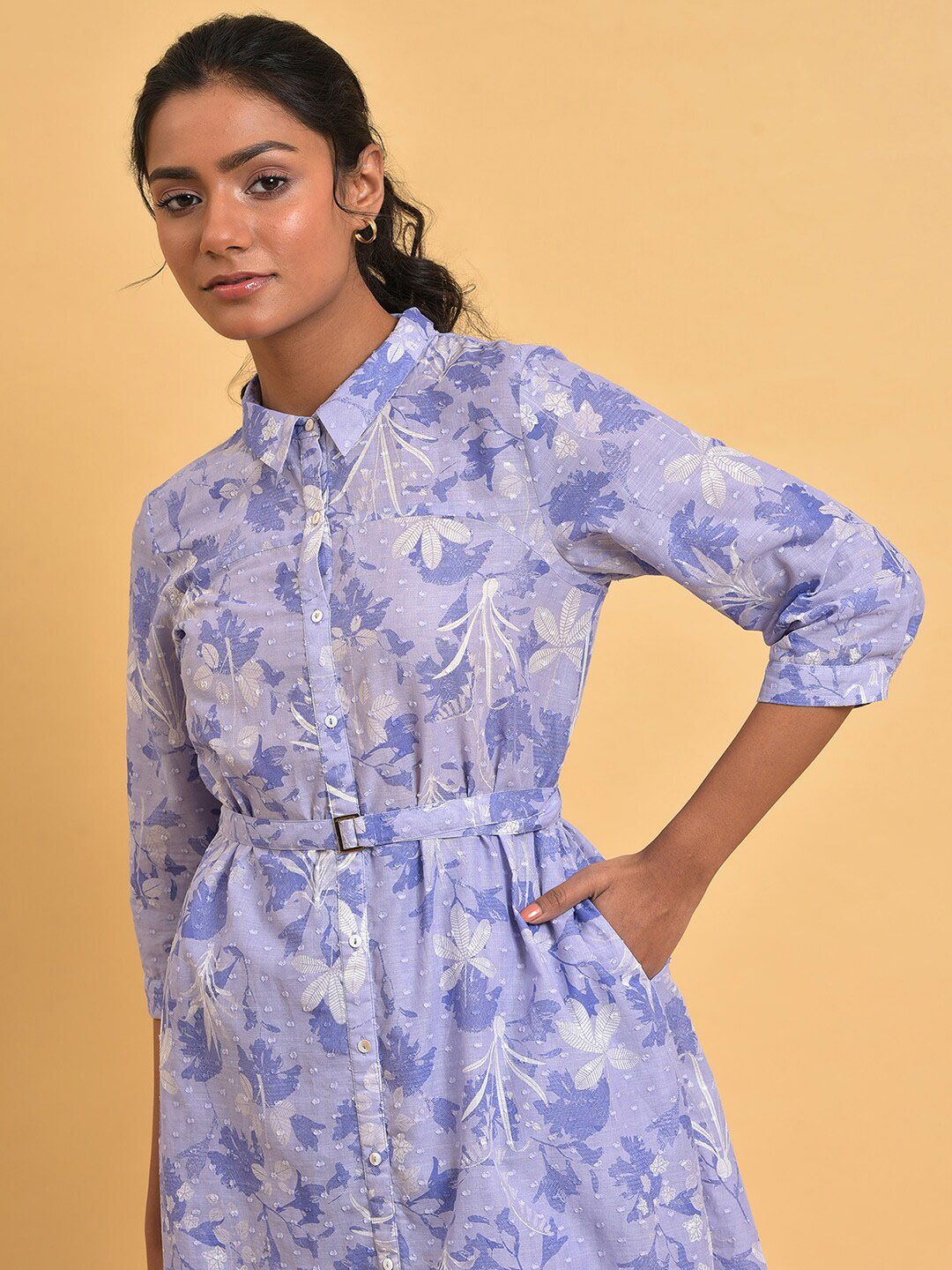 W Floral Printed Pure Cotton Kurta with Palazzos