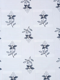 KLOTTHE White & Grey Floral Printed 300TC Fitted Single Bedsheet & 1 Pillow Cover