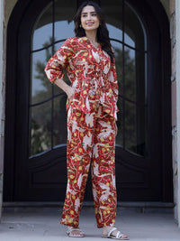 SANSKRUTIHOMES Printed Pure Cotton Top With Trousers Co-Ords
