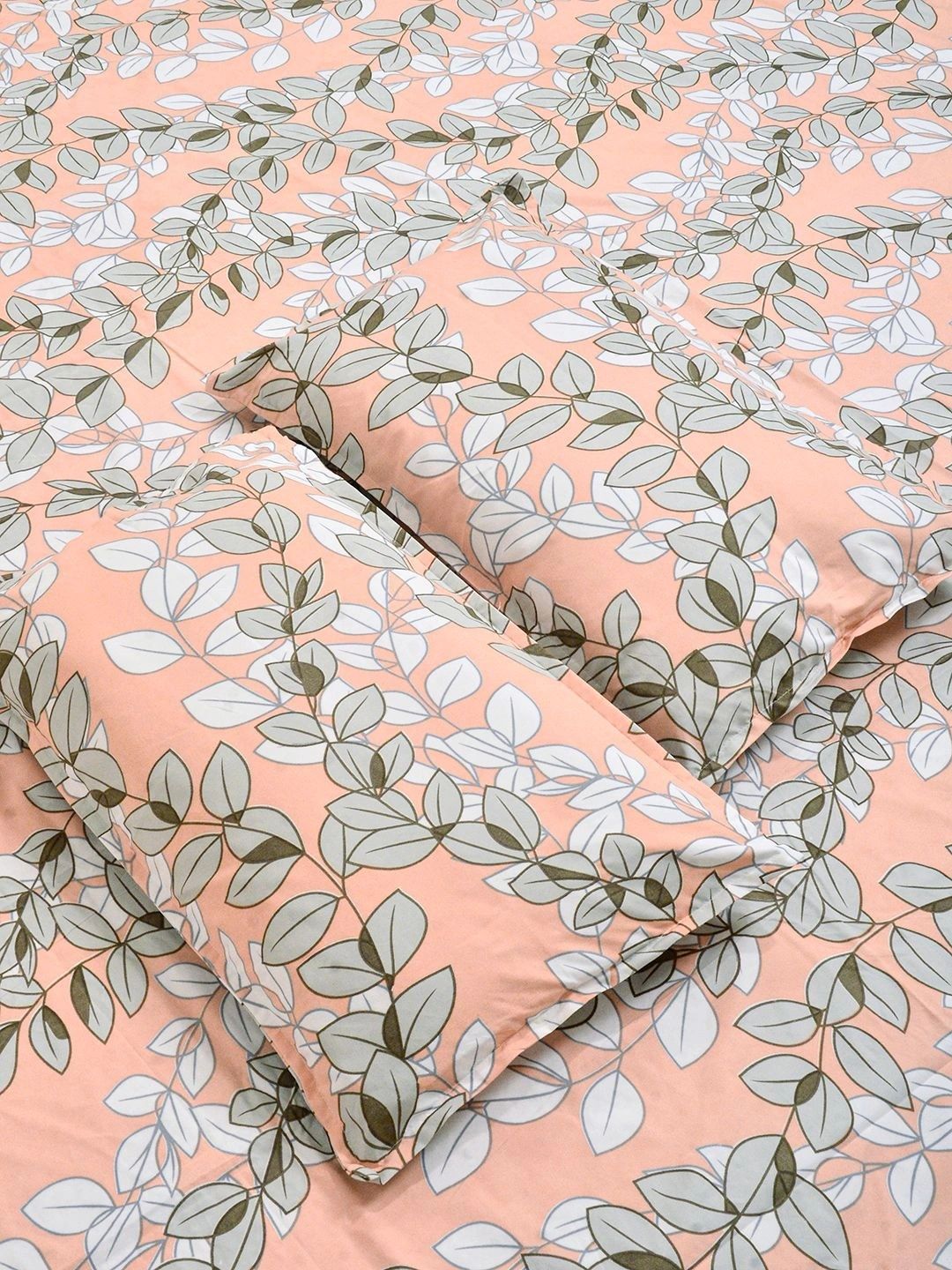 Myntra Elegant Homes Orange Floral 300 TC King Bedsheet with 2 Pillow Covers