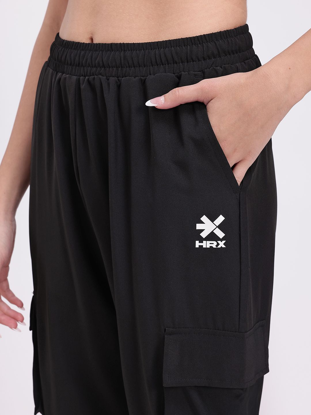 HRX by Hrithik Roshan Women Mid-Rise Cropped Lifestyle Cargos with Toggle Hem