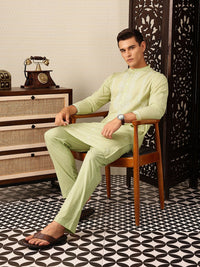 House of Pataudi Hand embroidered chikankari pure cotton Jashn kurta paired with matching pyjama trousers