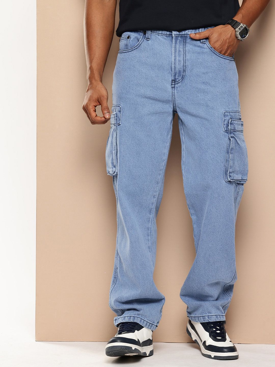 Bene Kleed Men Pure Cotton Straight Fit Cargo Style Jeans