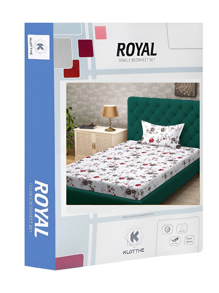 KLOTTHE Floral Printed 300TC Single Bedsheet & Pillow Cover