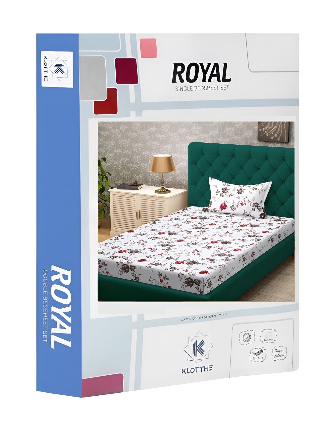KLOTTHE Floral Printed 300TC Single Bedsheet & Pillow Cover