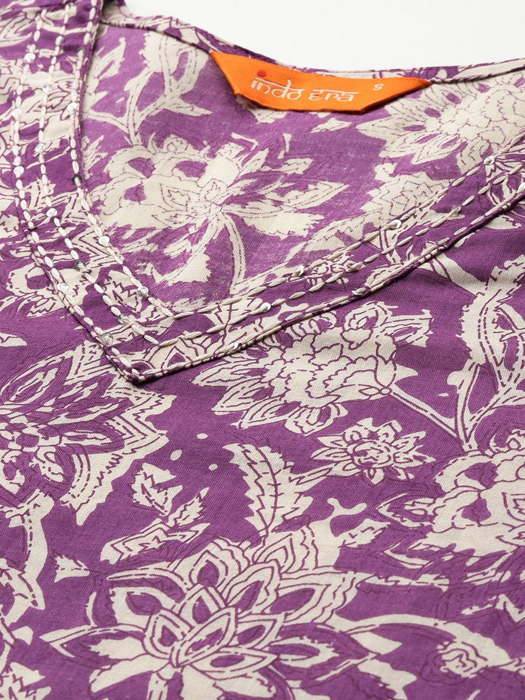 Indo Era Floral Printed Pure Cotton Kurta