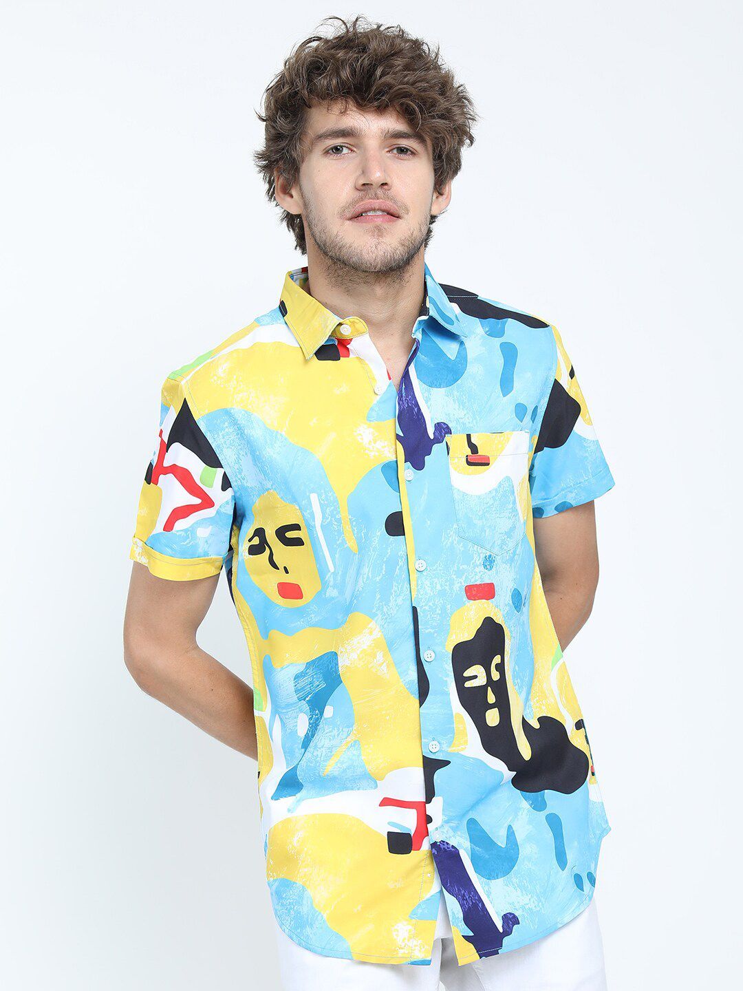 HIGHLANDER Men Blue Slim Fit Printed Casual Shirt