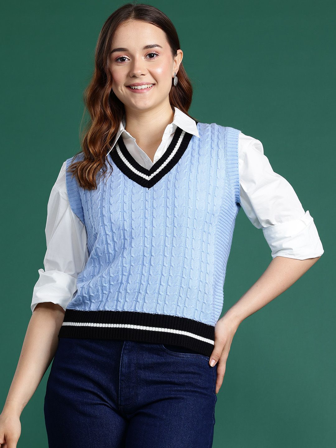 DressBerry Cable Knit Sweater Vest