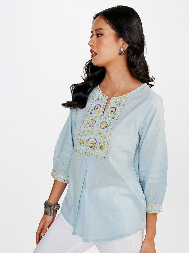 Global Desi Keyhole Neck Cotton Top