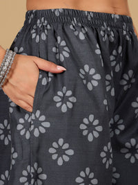 Varanga Floral Printed V-Neck Angrakha Straight Kurta With Salwar And Dupatta
