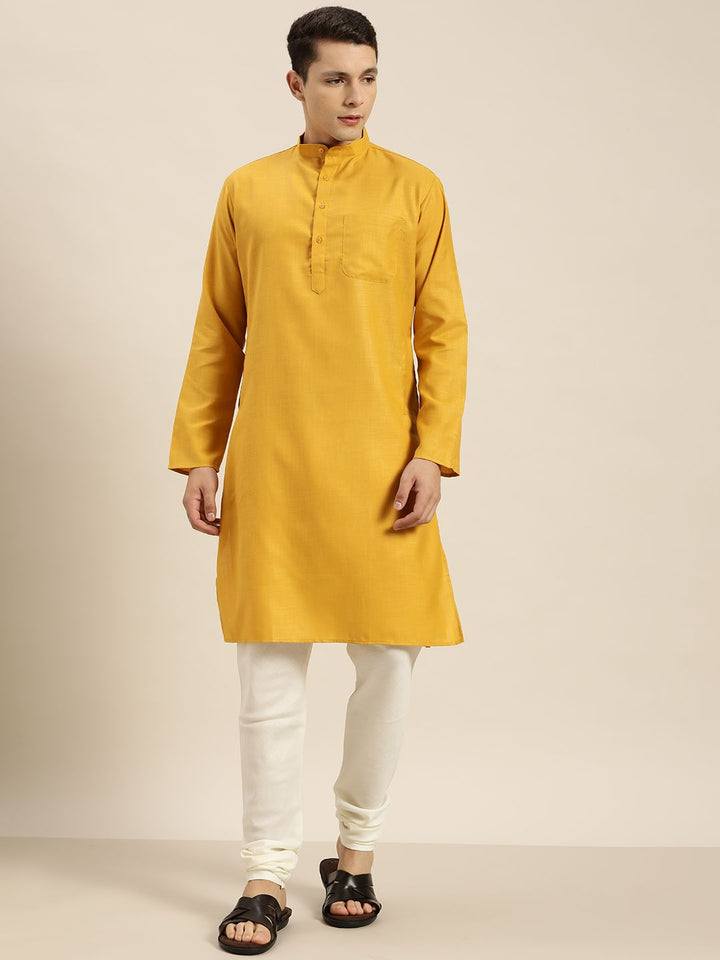 SOJANYA Men Mustard Yellow Kurta