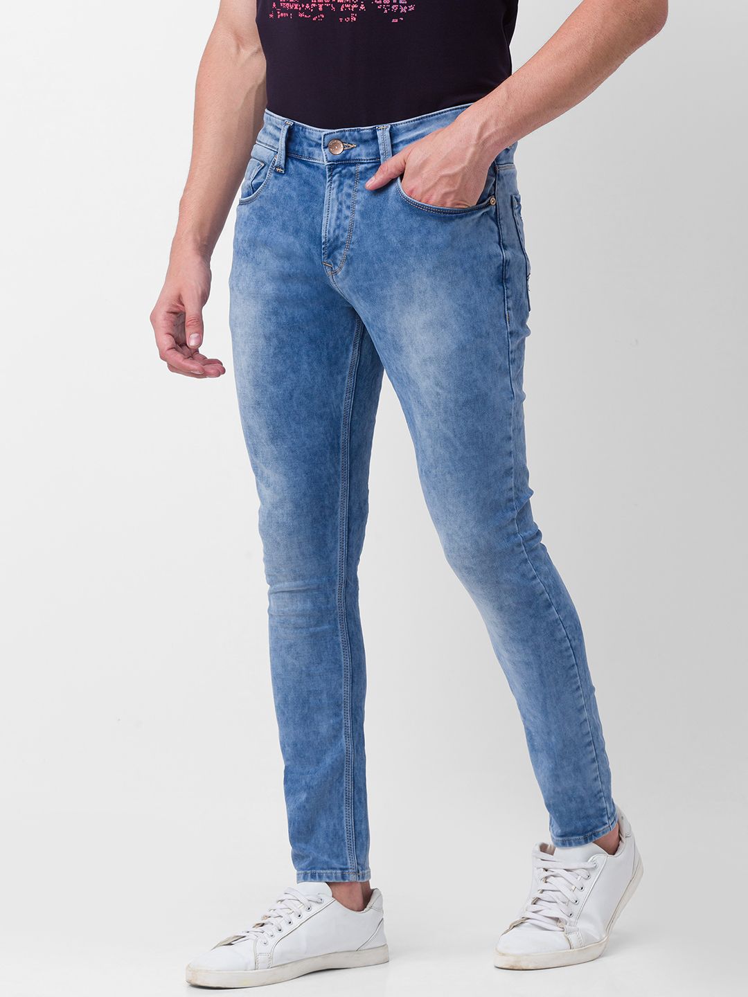 SPYKAR Men Kano Slim Fit Heavy Fade Stretchable Jeans