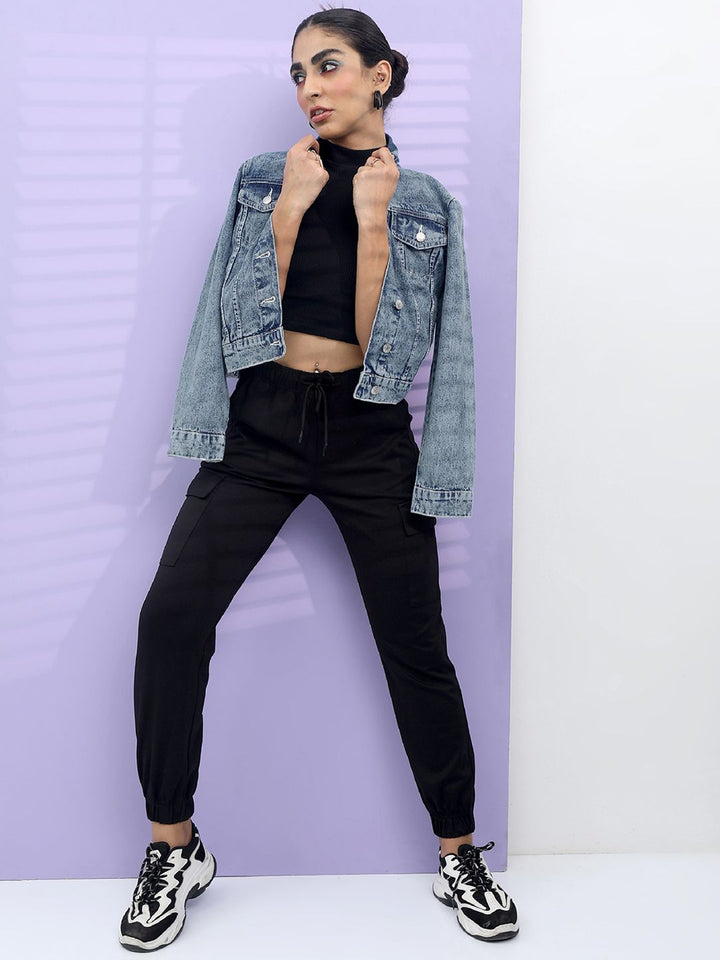 Tokyo Talkies Women Blue Solid Denim Jacket
