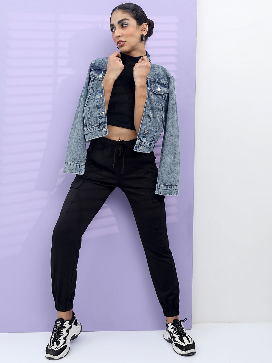 Tokyo Talkies Women Blue Solid Denim Jacket