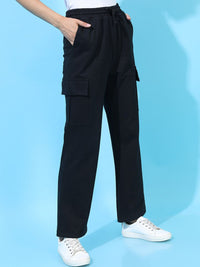 Tokyo Talkies Women Black Solid Bootcut Track Pants