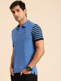 Being Human Striped Polo Collar Pure Cotton T-shirt