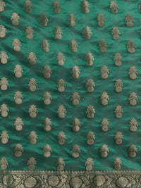 Saree mall Teal Green & Gold-Toned Woven Design Zari Organza Bagh Sarees