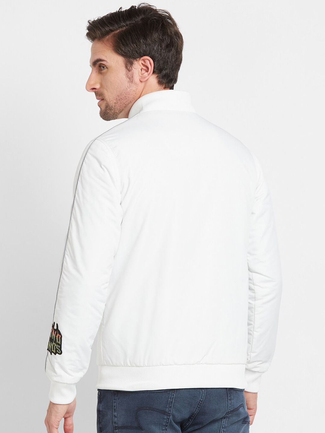 Being Human Graphic Printed Stand Collar Bomber Jacket