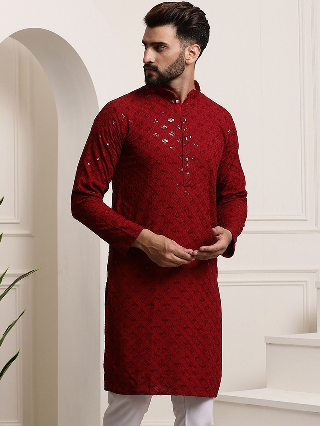 SOJANYA Kurta Kapas Tulen Dihiasi Labuci