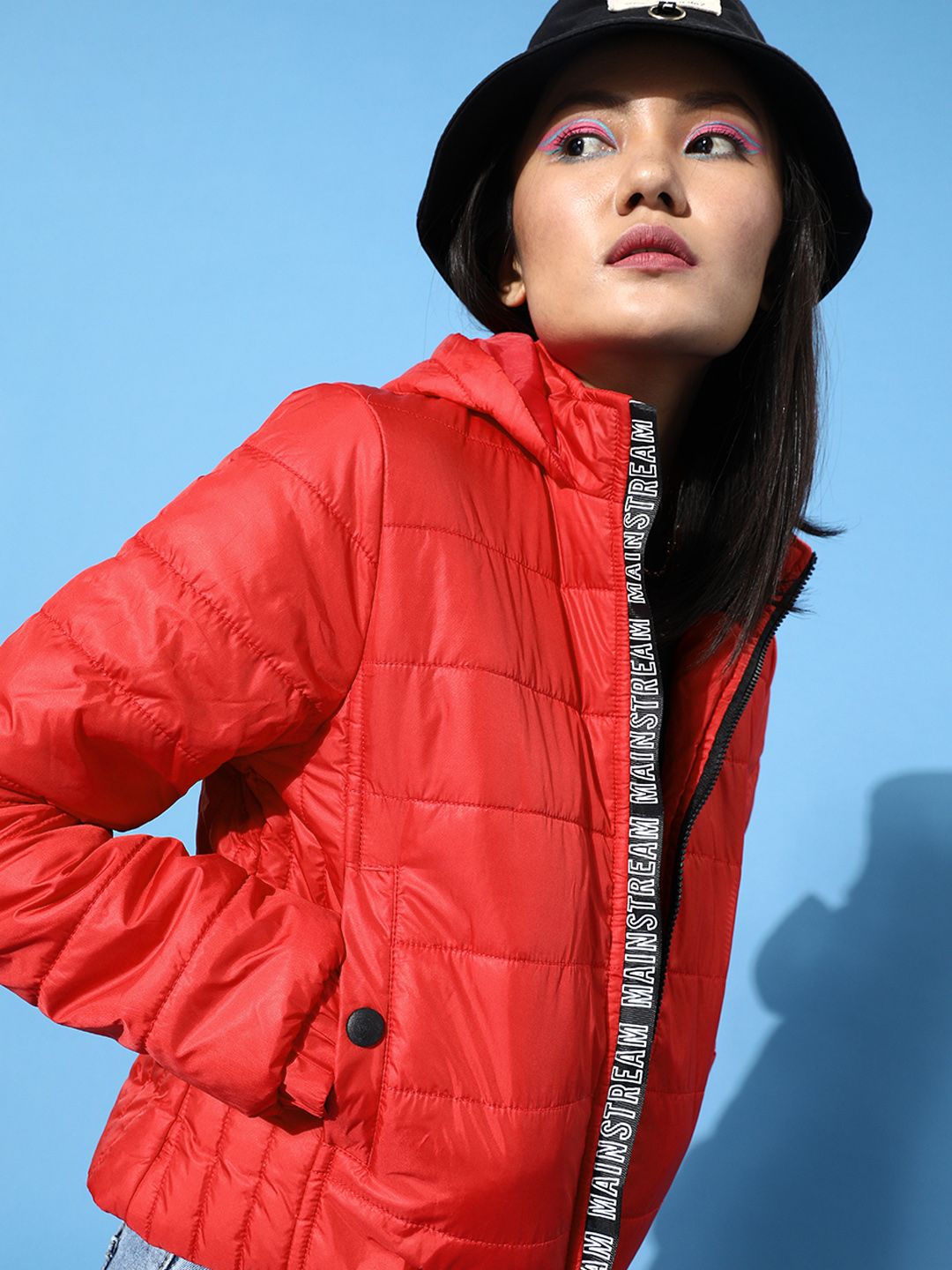 DressBerry Women Gorgeous Red Solid Comfort Quilt Jacket