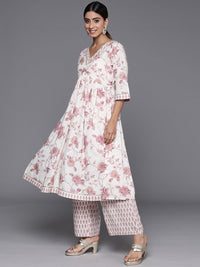 Libas Women Floral Printed Gotta Patti Pure Cotton Kurta with Palazzos