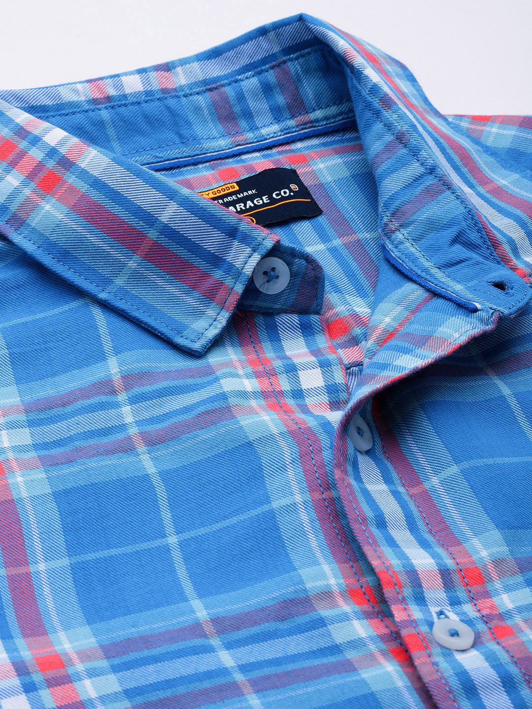 The Indian Garage Co Men Tartan Checked Cotton Casual Shirt