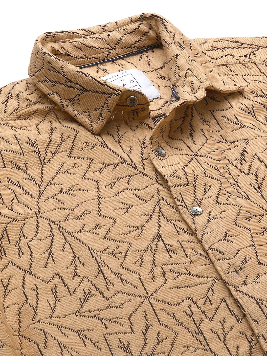 VASTRADO Men Classic Spread Collar Geometric Self Design Slim Fit Casual Shirt