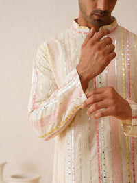 SOJANYA LUXE Kurta Labuci Biasa Sulam Kolar Mandarin dengan Piyama